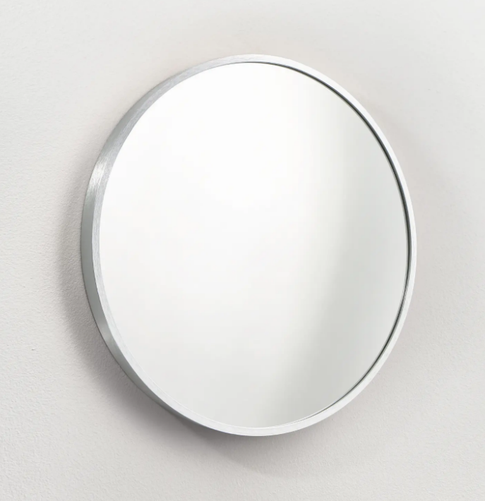 Lustro okrągłe ścienne w srebrnej aluminiowej ramie 70 loft salon łazienka