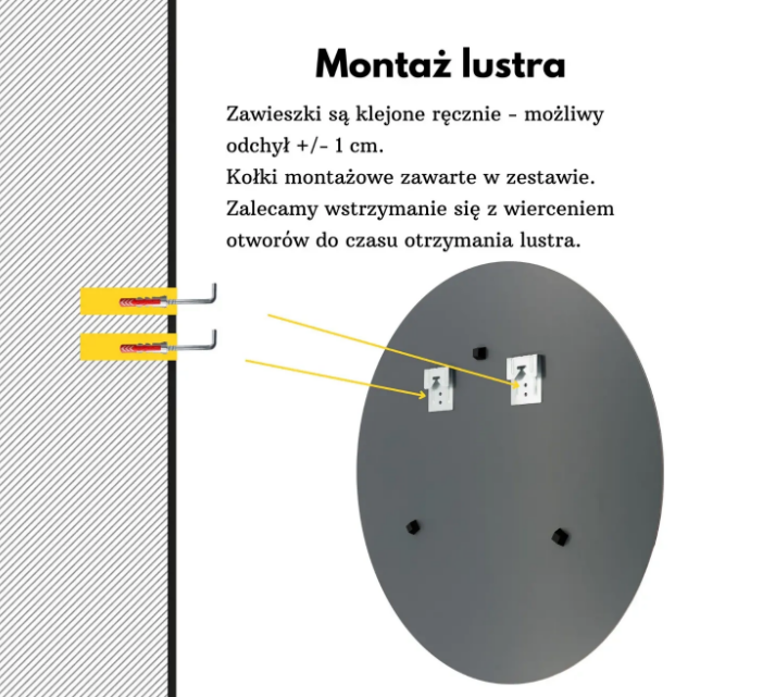 Lustro okrągłe bez ramy